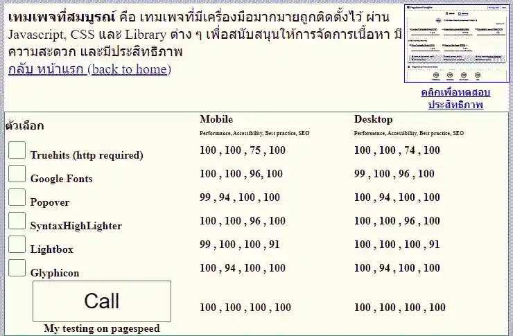 การเลือกเรียกใช้ Library หรือ Tools เพื่อเตรียมทดสอบบน pagespeed